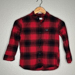 Abercrombie Red Black Buffalo Plaid Button Up Flannel